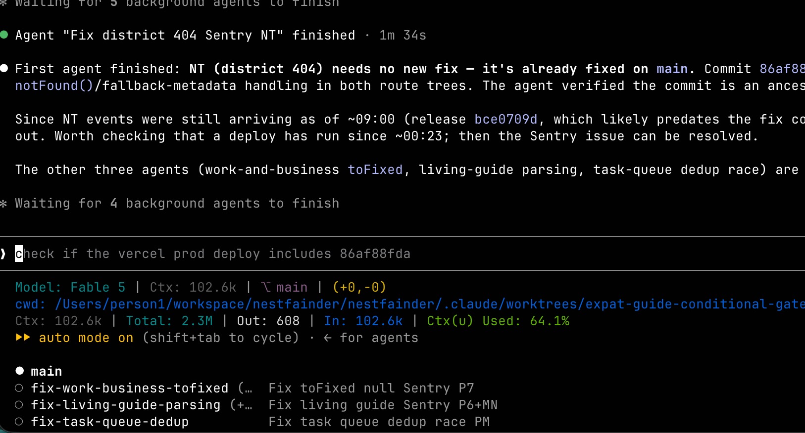 Sentry autofix terminal