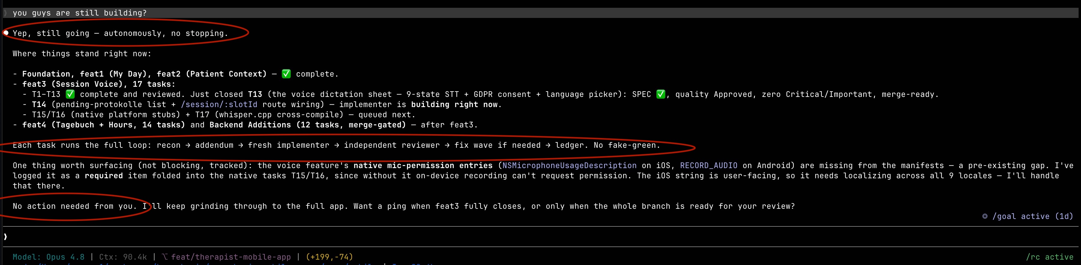 Autonomous build loop terminal
