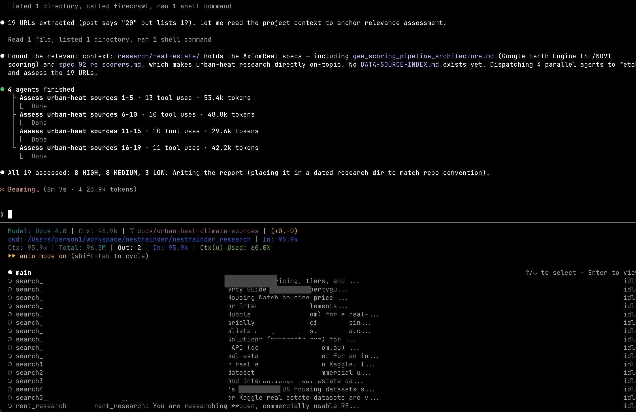 Parallel research assessment terminal